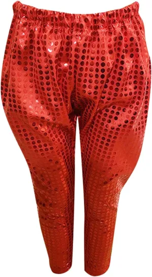 Teen Boys Girls Multicolor Sequin Pants Baggy Wide Leg Elastic Waist Trousers Loose Stretchy Dance Performance