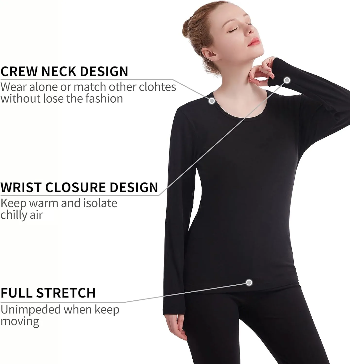 Thermal Underwear for Women Long Johns Womens Pajamas Set Solid Ultra Soft Long Sleeve Base Layer Gifts with Box