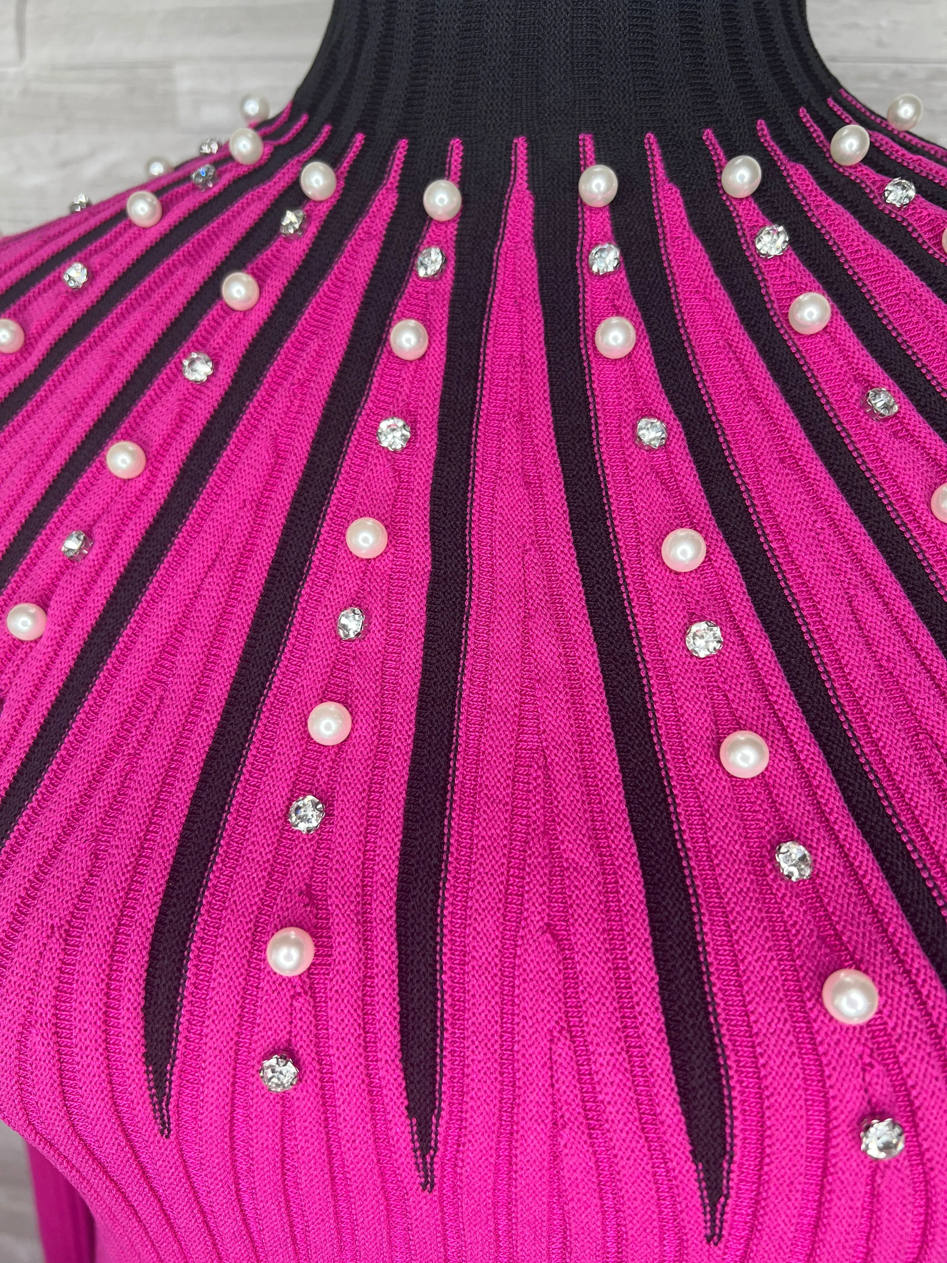 TWO TONE RHINESTONE SWEATER