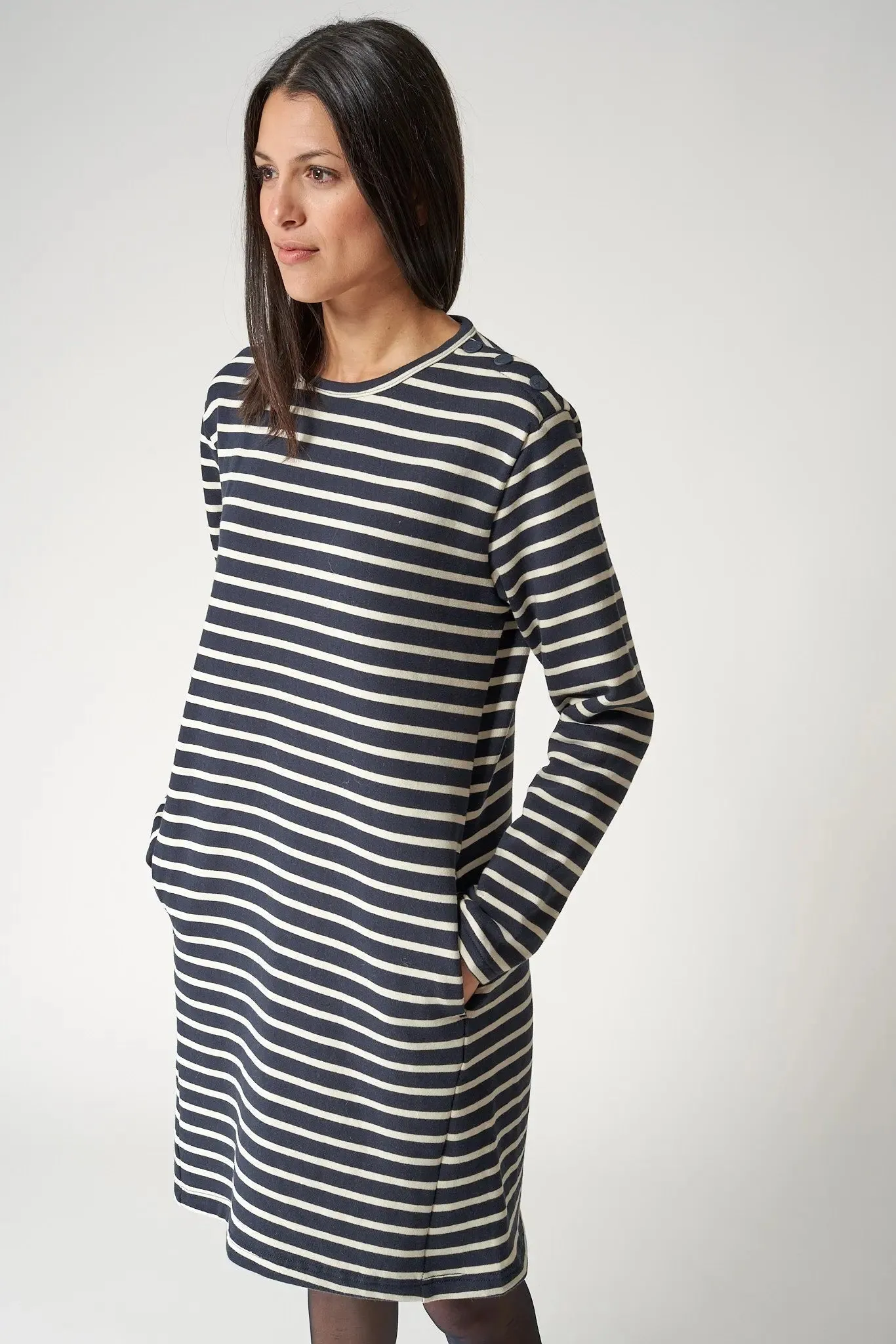 Vestido de algodón Terry de cuello ancho - A2335