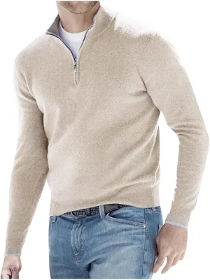Vifucz Sudadera cremallera hombre suter manga larga Color slido jersey tejido cuello levantado ropa deportiva transpirable