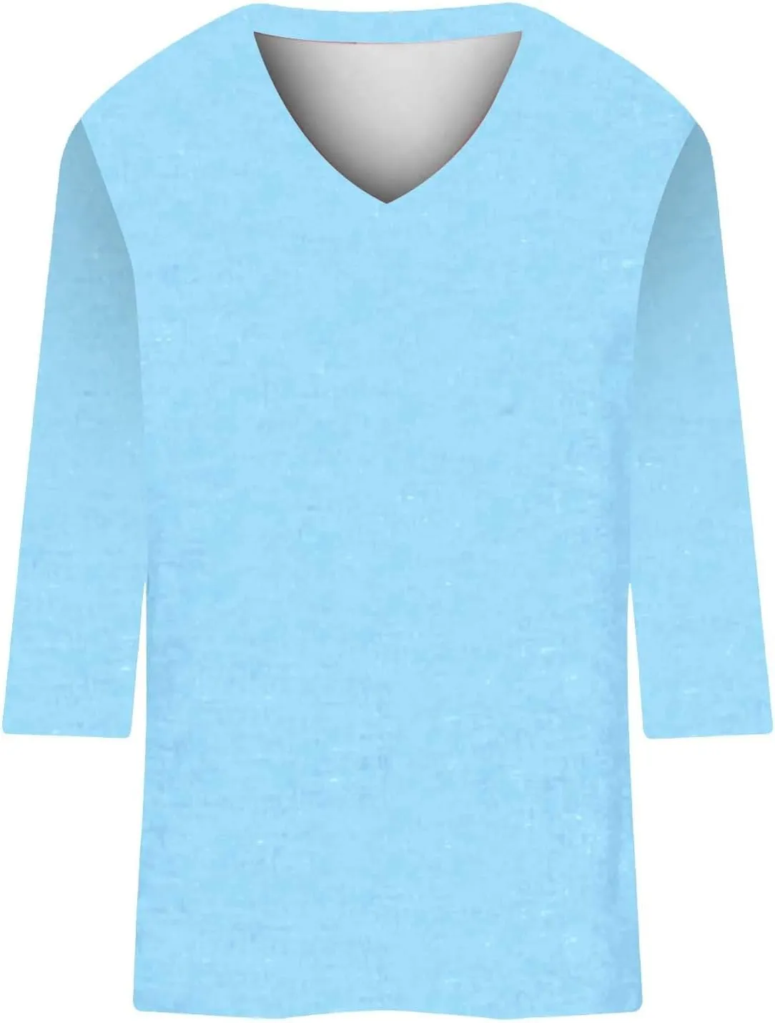 Women's 3/4 Sleeve Tops Trendy Summer 2025 Solid Color V Neck T-Shirts Workout Slim Tunic Blouse Casual Vacation Outfit