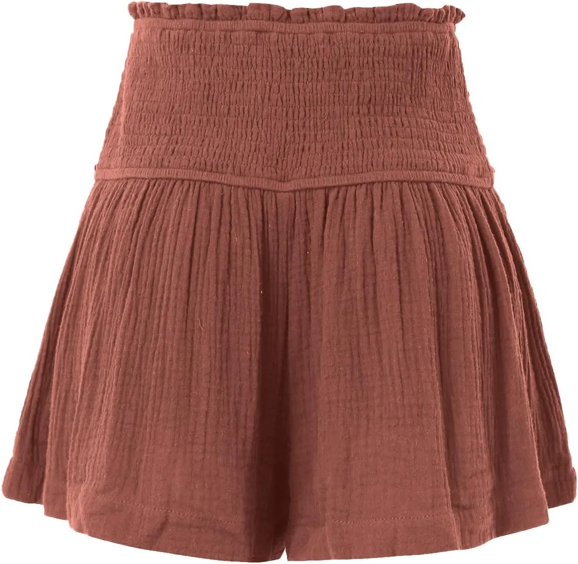 Women's Fashionable Pleated High Waist Shorts Casual Comfy Puff Flowy Hem Shorts Loose Fit Lightweight Daily Travel