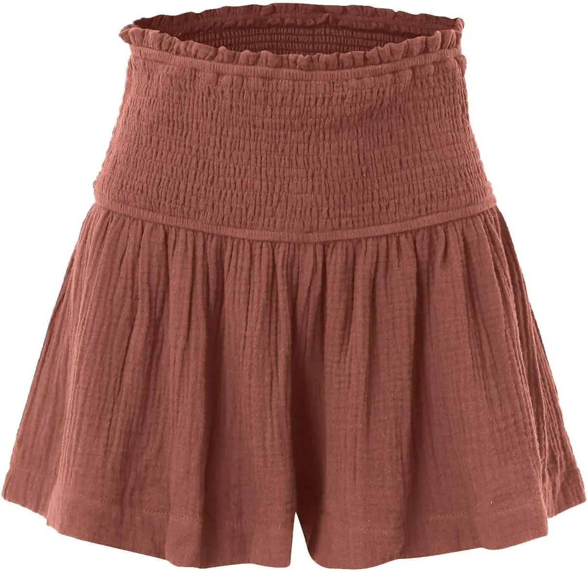 Women's Fashionable Pleated High Waist Shorts Casual Comfy Puff Flowy Hem Shorts Loose Fit Lightweight Daily Travel