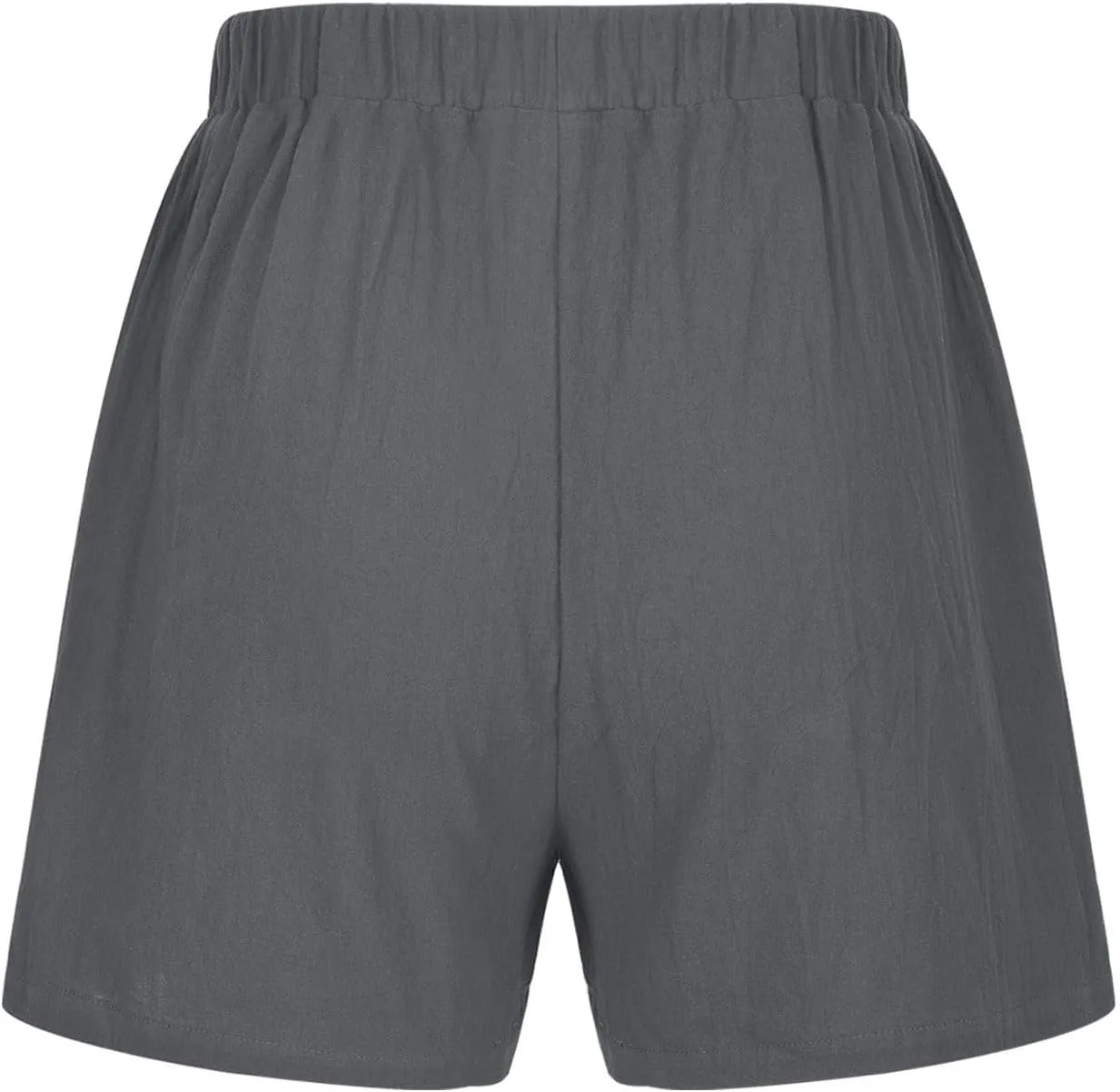Women's Linen Summer Shorts Knee Length Casual Bermuda Shorts Wide Leg High Waist Drawstring Short Pants with Pocket