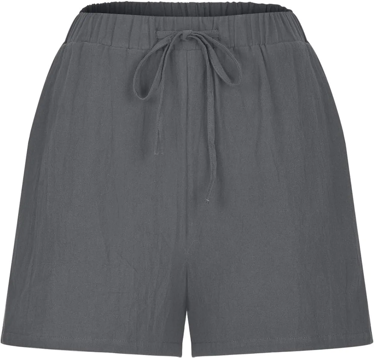 Women's Linen Summer Shorts Knee Length Casual Bermuda Shorts Wide Leg High Waist Drawstring Short Pants with Pocket