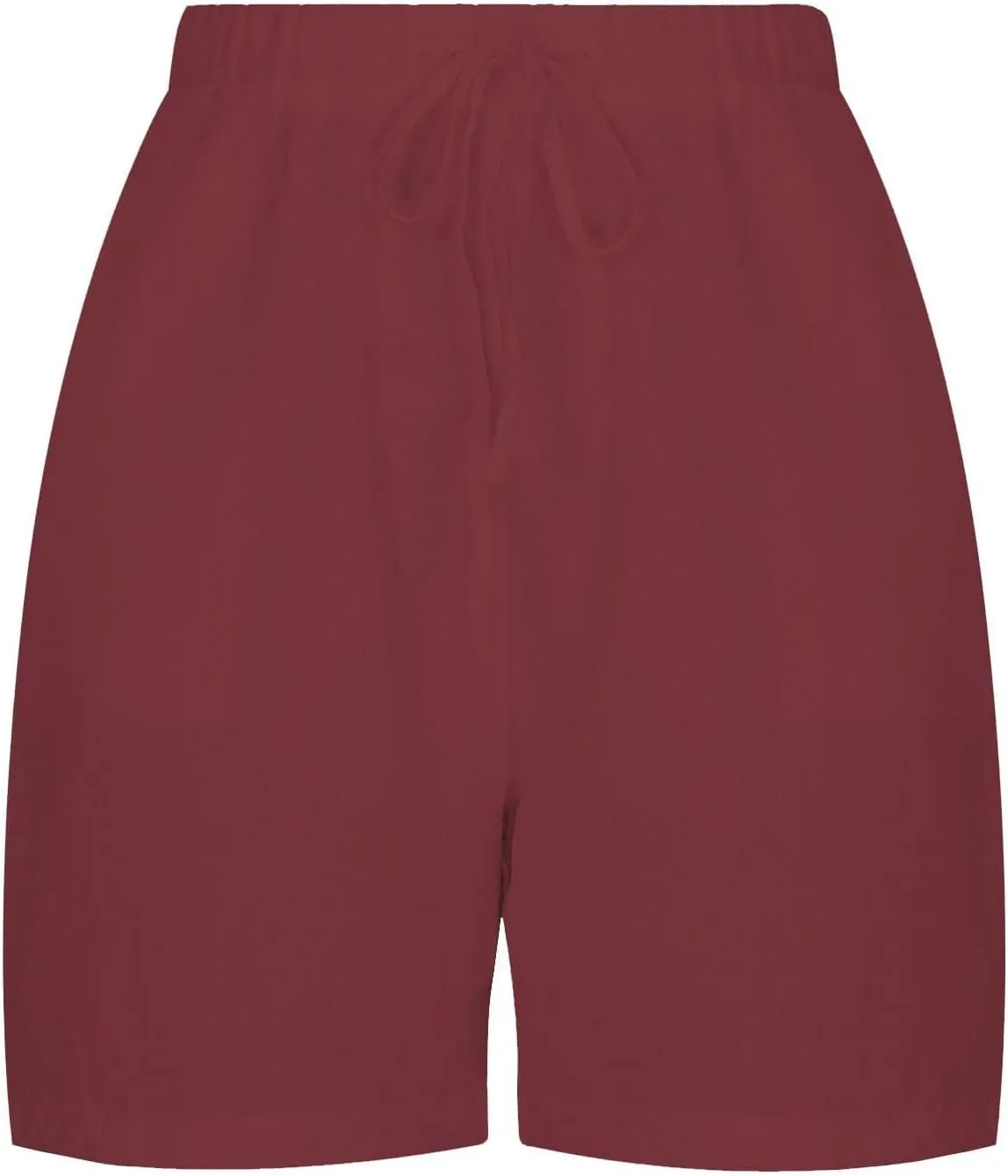 Women's Linen Summer Shorts Knee Length Casual Bermuda Shorts Wide Leg High Waist Drawstring Short Pants with Pocket