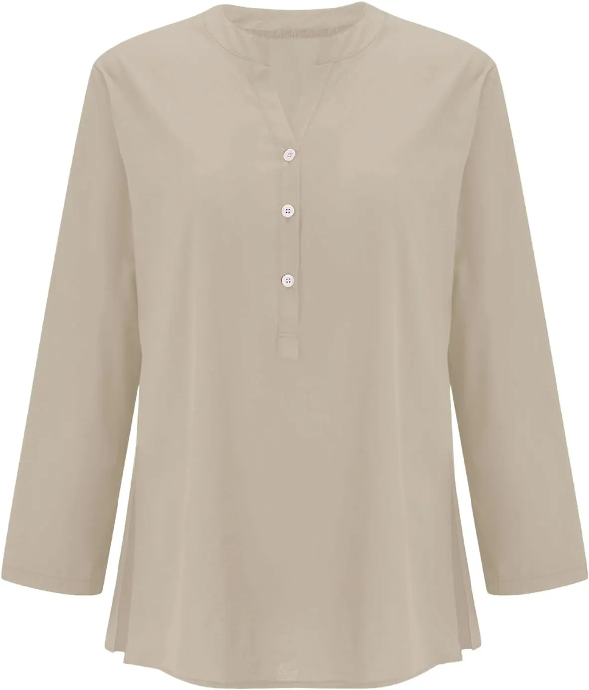 Women's Tunic Tops Linen Tops for Womens Summer Work Shirts Trendy Button Down Plus Size V Neck Boho Clothes