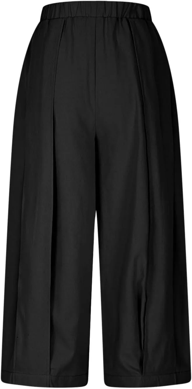 Women's Wide Leg Palazzo Pants 2025 Trendy High Waisted Flowy Trendy Crop Pant Casual Trousers with Pockets