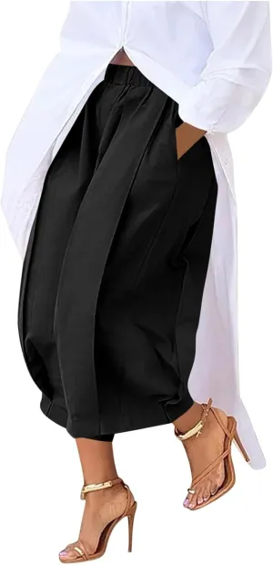 Women's Wide Leg Palazzo Pants 2025 Trendy High Waisted Flowy Trendy Crop Pant Casual Trousers with Pockets
