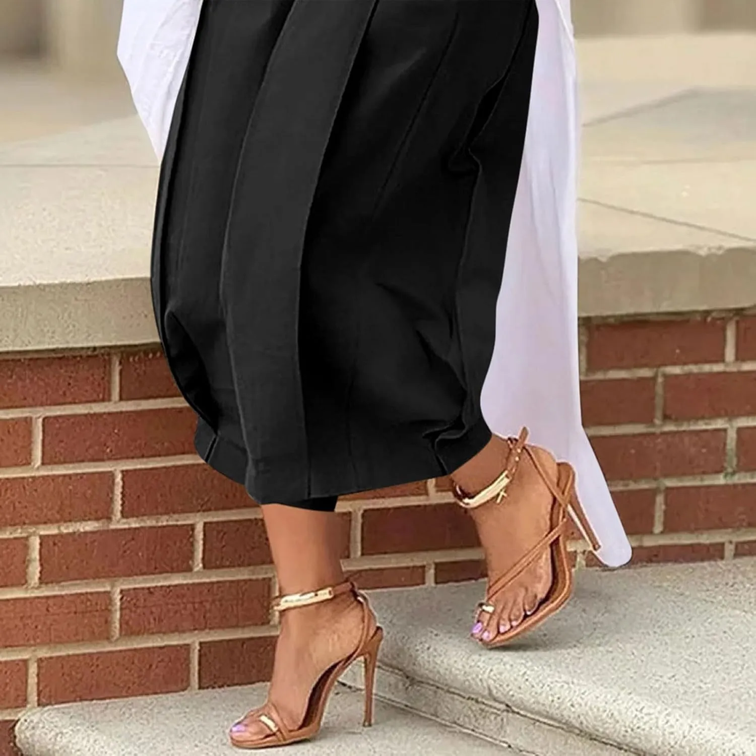 Women's Wide Leg Palazzo Pants 2025 Trendy High Waisted Flowy Trendy Crop Pant Casual Trousers with Pockets