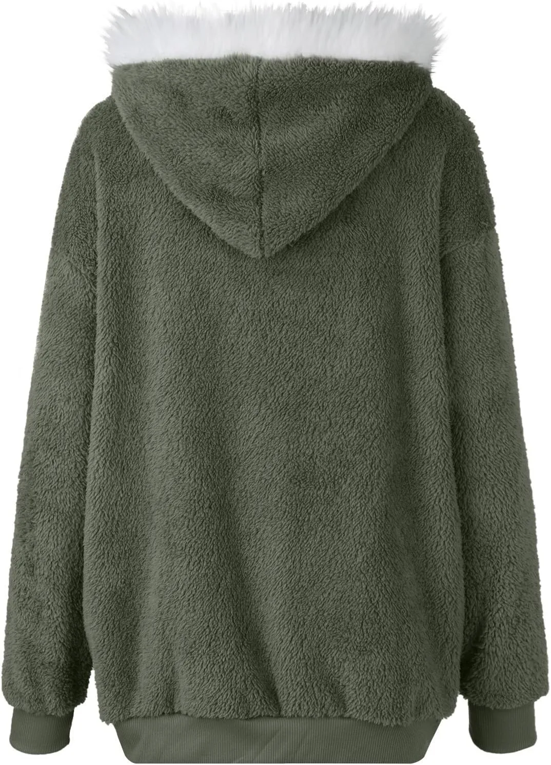 Women's Winter Coats Fuzzy Fleece Jacket Hooded Color Block Patchwork Cardigan Coat Outerwear With Pockets