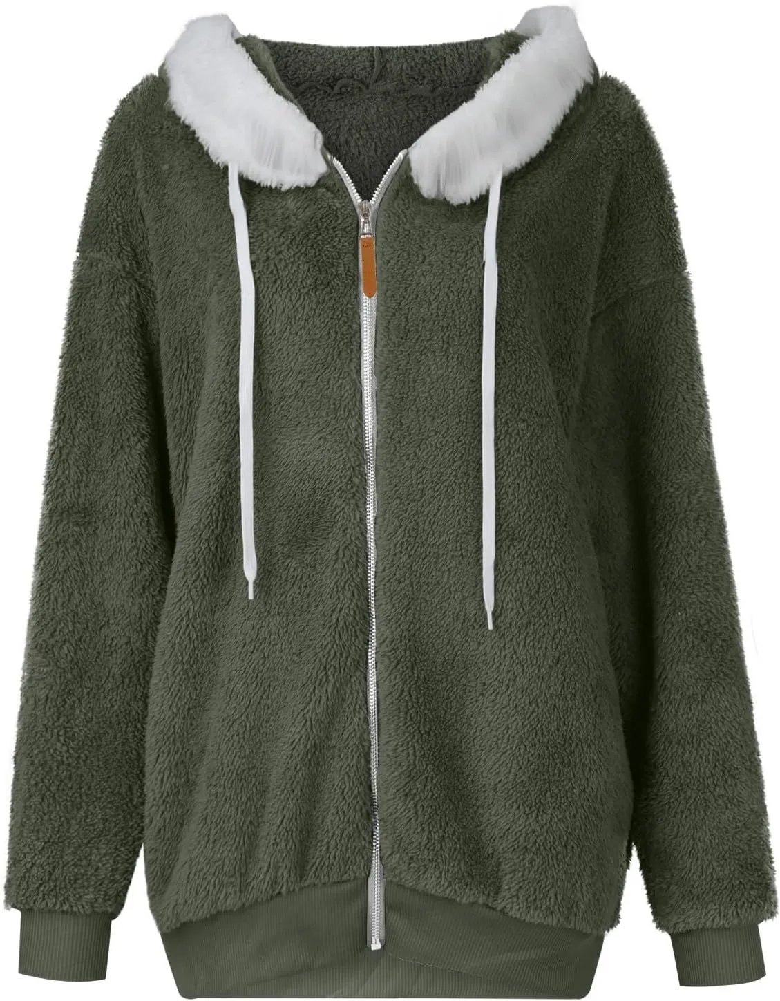 Women's Winter Coats Fuzzy Fleece Jacket Hooded Color Block Patchwork Cardigan Coat Outerwear With Pockets