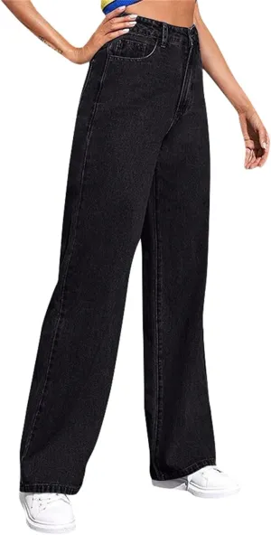 Yesunpxs Women Wide Leg Jeans 2025 Trendy Jeans Stretchy High Waisted Denim Pants with Pockets Trendy Casual Trouses