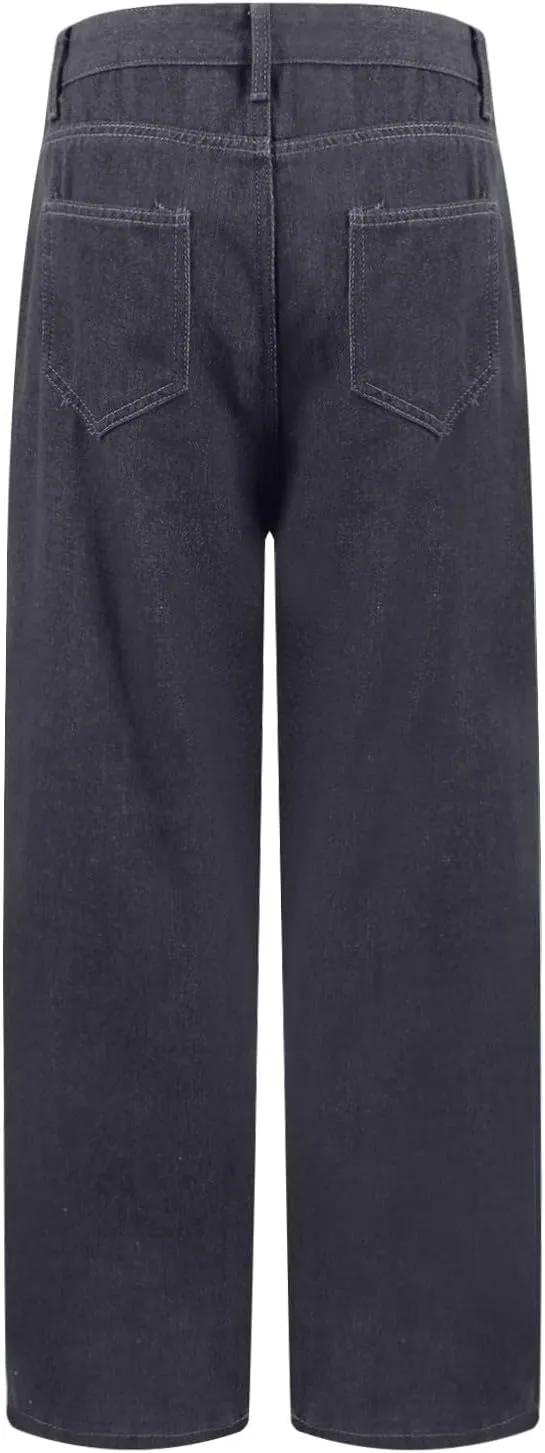 Yesunpxs Women Wide Leg Jeans 2025 Trendy Jeans Stretchy High Waisted Denim Pants with Pockets Trendy Casual Trouses