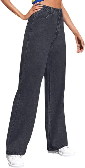 Yesunpxs Women Wide Leg Jeans 2025 Trendy Jeans Stretchy High Waisted Denim Pants with Pockets Trendy Casual Trouses
