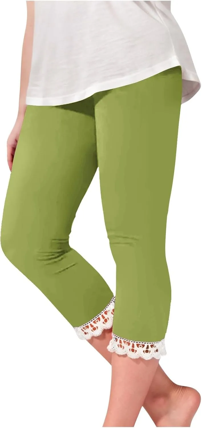 Youth Girls Cropped Legging Sweatpants Hollow Tassels Stretchy Cute Skinny Tights Comfy Slim Soft Pants for Kids Girls