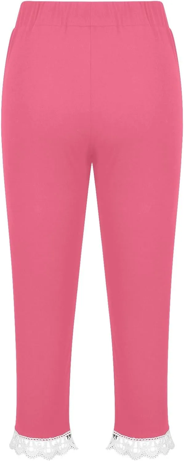 Youth Girls Cropped Legging Sweatpants Hollow Tassels Stretchy Cute Skinny Tights Comfy Slim Soft Pants for Kids Girls