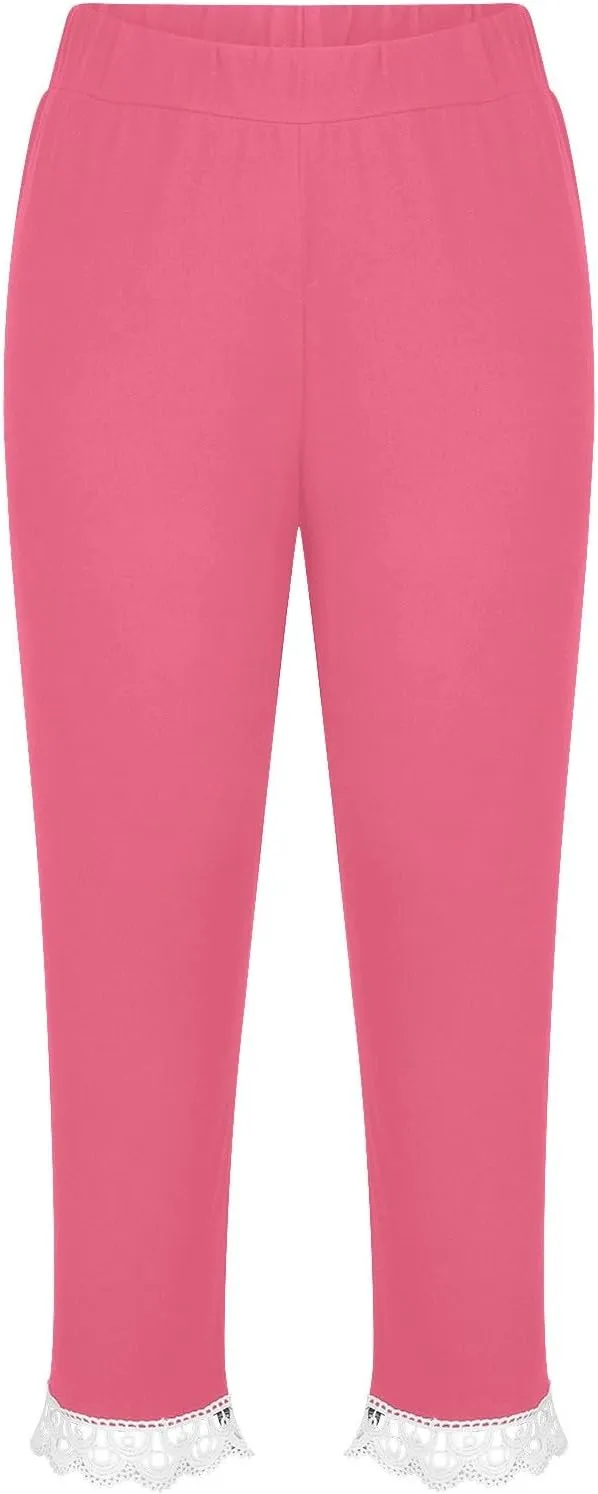 Youth Girls Cropped Legging Sweatpants Hollow Tassels Stretchy Cute Skinny Tights Comfy Slim Soft Pants for Kids Girls