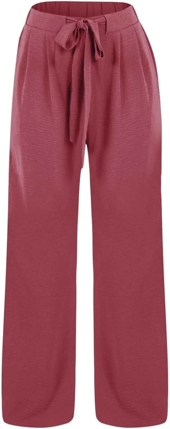 Youth Girls Palazzo Cotton Linen Long Pants Baggy Wide Leg High Waist Drawstring Long Trousers 2025 Summer Bottoms